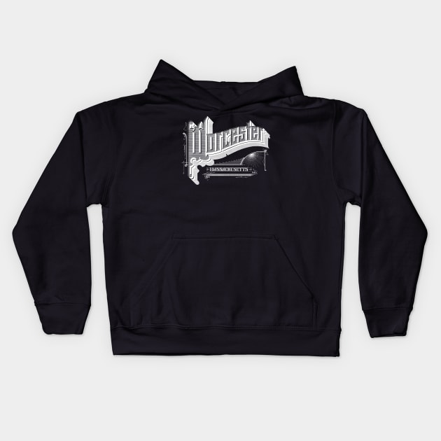 Vintage Worcester, MA Kids Hoodie by DonDota